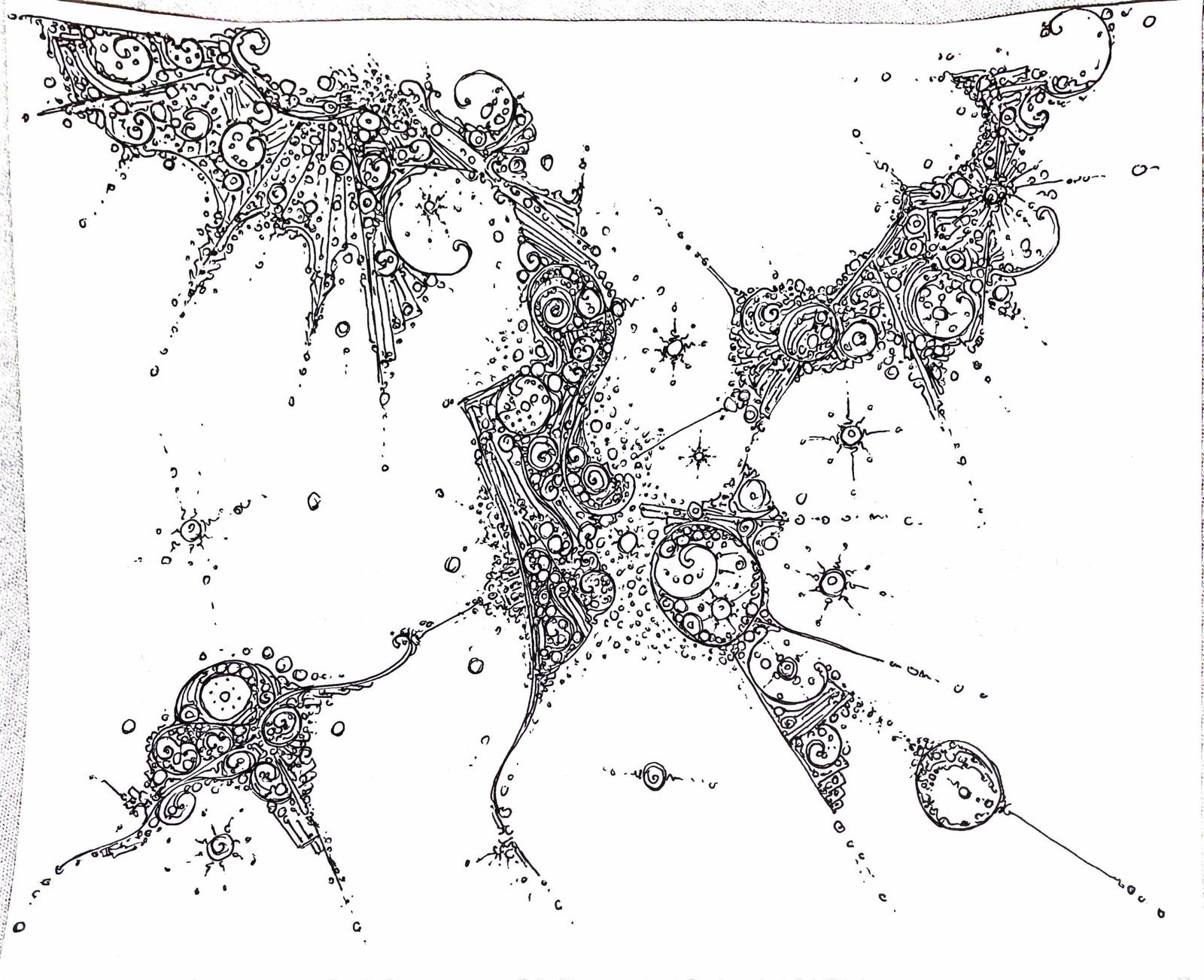cover - doodles Intricate ink doodle of swirling cosmic clusters and stars